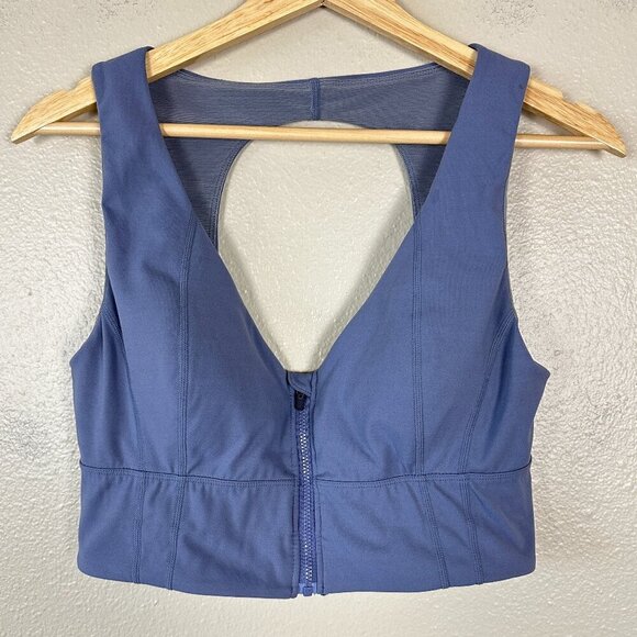 Free People FP Movement Sports Bra Zip Front Activewear Blue Women's Large - Picture 3 of 6